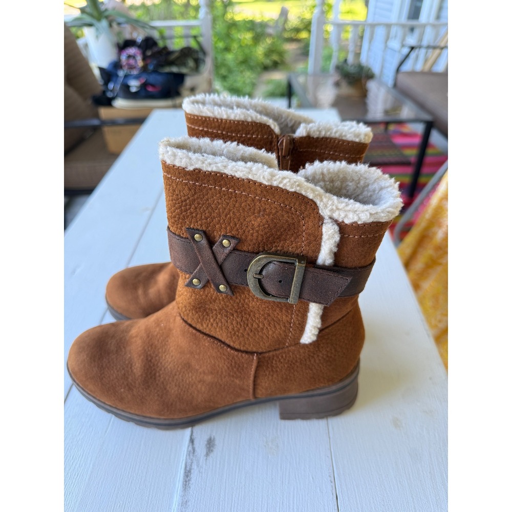 Sonoma Goods For Life Womens Brown Faux Suede Buckle Ankle Boots Vitalize
